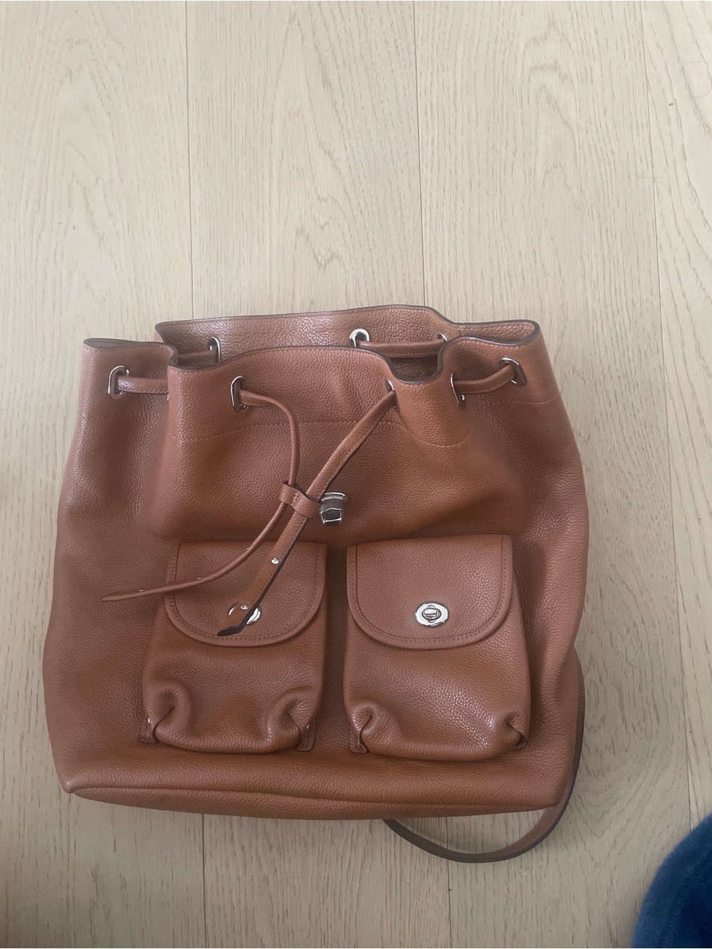 Coach Pebbled Leather Drawstring Backpack in Cognac - Picture 2 of 6